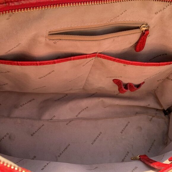 Brahmin Medium Cherry Red Croc Embossed Asher Tote - Picture 16 of 16